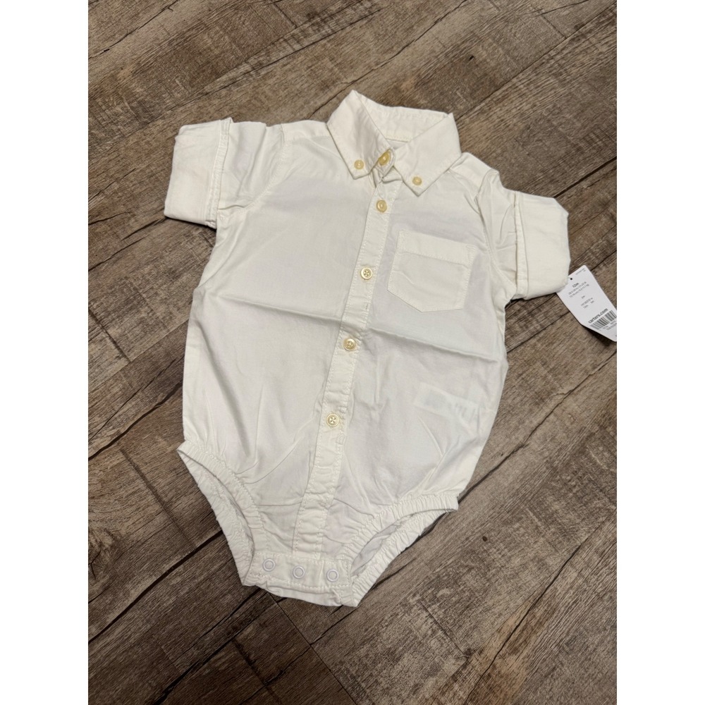Carters Baby Boy White Button Down Bodysuit Short Sleeve 12M NWT